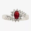Sparkle Allure Womens Red Crystal Oval Hypoallergenic Bypass Halo Engagement Ring In Transparent