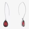 Sparkle Allure Womens Red Crystal Pure Silver Over Brass Pear Drop Earrings In Metallic