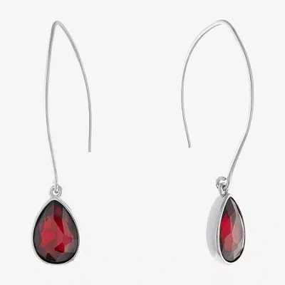 Sparkle Allure Womens Red Crystal Pure Silver Over Brass Pear Drop Earrings
