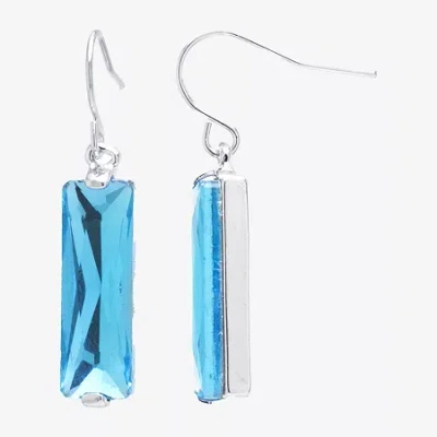 Sparkle Allure Womens Red Crystal Pure Silver Over Brass Rectangular Drop Earrings In Blue