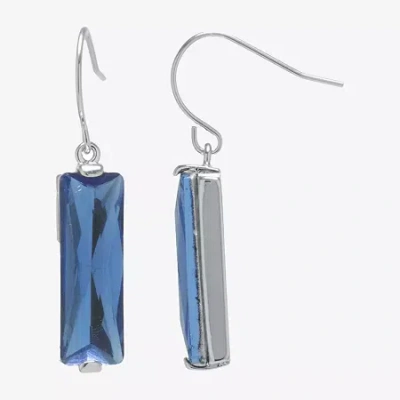 Sparkle Allure Womens Red Crystal Pure Silver Over Brass Rectangular Drop Earrings In Blue