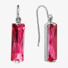 Sparkle Allure Womens Red Crystal Pure Silver Over Brass Rectangular Drop Earrings In Pink