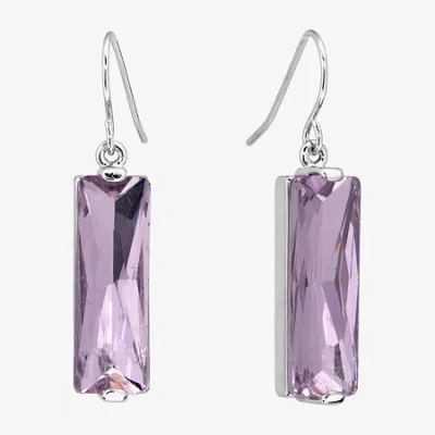 Sparkle Allure Womens Red Crystal Pure Silver Over Brass Rectangular Drop Earrings In Purple