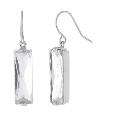 Sparkle Allure Womens Red Crystal Pure Silver Over Brass Rectangular Drop Earrings In Transparent