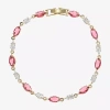 Sparkle Allure Womens Red Cubic Zirconia 14k Gold Over Brass Marquise 7.5 Inch Tennis Bracelet In Transparent
