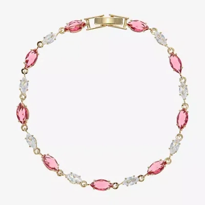 Sparkle Allure Womens Red Cubic Zirconia 14k Gold Over Brass Marquise 7.5 Inch Tennis Bracelet In Transparent