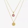 Sparkle Allure Womens Red Cubic Zirconia Necklace Set In Gold