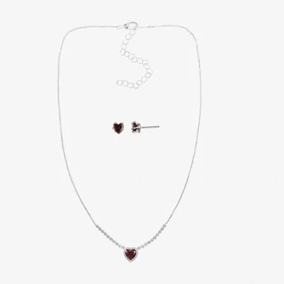 Sparkle Allure Womens Red Cubic Zirconia Pure Silver Over Brass Heart 2-pc. Jewelry Set In Black