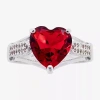 Sparkle Allure Womens Red Cubic Zirconia Pure Silver Over Brass Heart Solitaire Engagement Ring In Silver
