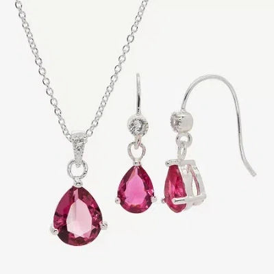 Sparkle Allure Womens Red Cubic Zirconia Pure Silver Over Brass Hypoallergenic 2-pc. Jewelry Set In Pink