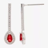 Sparkle Allure Womens Red Cubic Zirconia Pure Silver Over Brass Pear Drop Earrings In Silver