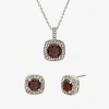 Sparkle Allure Womens Red Cubic Zirconia Pure Silver Over Brass Square 2-pc. Jewelry Set In Transparent