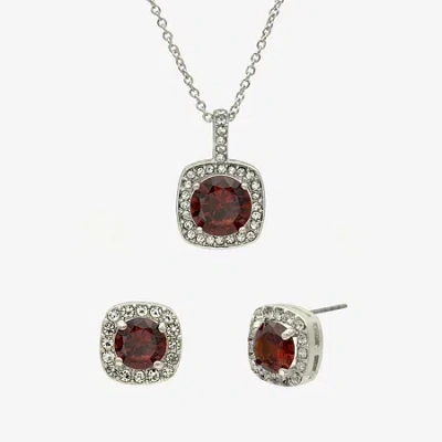 Sparkle Allure Womens Red Cubic Zirconia Pure Silver Over Brass Square 2-pc. Jewelry Set In Transparent