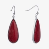 Sparkle Allure Womens Red Howlite Pure Silver Over Brass Pear Drop Earrings In Red