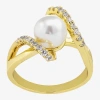 Sparkle Allure Womens Simulated Pearl 14k Gold Over Brass Bypass Cocktail Ring In Transparent