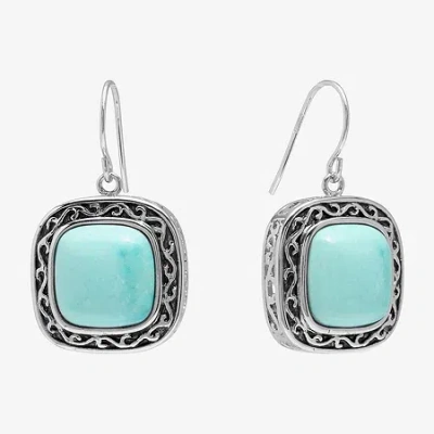 Sparkle Allure Womens Turquoise Howlite Pure Silver Over Brass Drop Earrings In Transparent