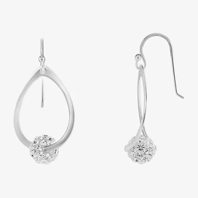 Sparkle Allure Womens White Crystal Pure Silver Over Brass Drop Earrings In Transparent