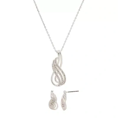 Sparkle Allure Womens White Cubic Zirconia Pure Silver Over Brass Infinity 2-pc. Jewelry Set In Metallic