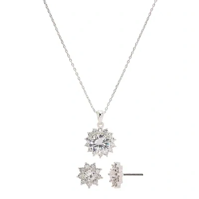 Sparkle Allure Womens White Cubic Zirconia Pure Silver Over Brass Sunburst 2-pc. Jewelry Set In Metallic