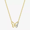Sparkle Allure Womens White Diamond Accent Pure Silver Over Bronze Butterfly 18 Inch Pendant Necklace In Transparent
