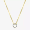 Sparkle Allure Womens White Diamond Accent Pure Silver Over Bronze Round 18 Inch Pendant Necklace In Gold
