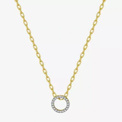 Sparkle Allure Womens White Diamond Accent Pure Silver Over Bronze Round 18 Inch Pendant Necklace In Transparent