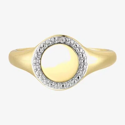 Sparkle Allure Womens White Diamond Accent Round Signet Ring In Transparent