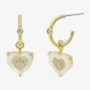 Sparkle Allure Womens White Mother Of Pearl 14k Gold Over Brass Heart Drop Earrings In Gold