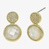 Sparkle Allure Womens White Mother Of Pearl 14k Gold Over Brass Round Drop Earrings In Gold
