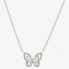 Sparkle Allure Womens White Mother Of Pearl Pure Silver Over Brass Butterfly 16 Inch Pendant Necklace In Silver