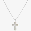 Sparkle Allure Womens White Mother Of Pearl Pure Silver Over Brass Cross 16 Inch Pendant Necklace In White