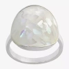 Sparkle Allure Womens White Mother Of Pearl Pure Silver Over Brass Oblong Cocktail Ring In Metallic
