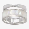 Sparkle Allure Womens White Mother Of Pearl Pure Silver Over Brass Ring Set In Metallic