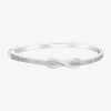 Sparkle Allure Womens White Pure Silver Over Brass Infinity Bangle Bracelet In Transparent