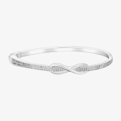 Sparkle Allure Womens White Pure Silver Over Brass Infinity Bangle Bracelet In Transparent