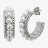 Sparkle Allure Womens White Simulated Pearl 26mm Hypoallergenic Hoop Earrings In Transparent