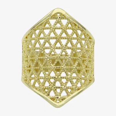 Sparkle Allure Woven Shield Womens 14k Gold Over Brass Cocktail Ring In Transparent