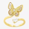 Sparkle Allure Wrap Womens White Mother Of Pearl 14k Gold Over Brass Butterfly Bypass Cocktail Ring In Gold