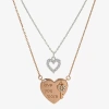 Sparkle Allure You & Me 2-pc. Cubic Zirconia 14k Gold Over Brass Pure 16 Inch Link Heart Necklace Set In Transparent