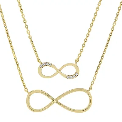 Sparkle Allure You & Me Mother And Daughter 2-pc. Cubic Zirconia 14k Gold Over Brass 16 Inch Link Necklace Set In Transparent