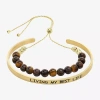 Sparkle Allure You & Me Womens 2-pc. Brown Tiger's Eye 14k Gold Over Brass Bracelet Set In Transparent