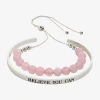 Sparkle Allure You & Me Womens 2-pc. Pink Quartz Pure Silver Over Brass Bracelet Set In Multi