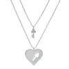 Sparkle Allure You & Me Womens Cubic Zirconia Heart 2-pc. Necklace Set In Silver