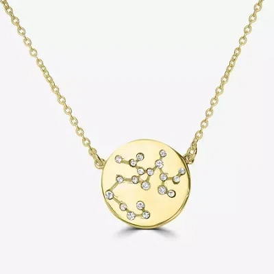 Sparkle Allure Zodiac Coin Womens Crystal 14k Gold Over Brass Round 16 Inch Pendant Necklace