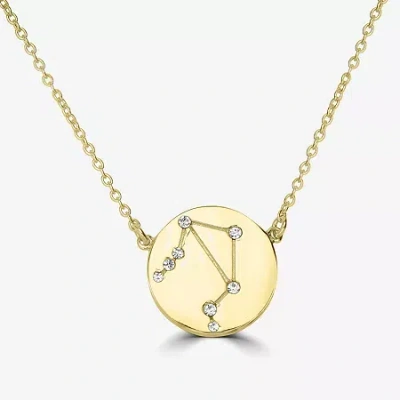 Sparkle Allure Zodiac Coin Womens Crystal 14k Gold Over Brass Round 16 Inch Pendant Necklace