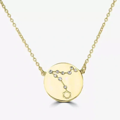 Sparkle Allure Zodiac Coin Womens Crystal 14k Gold Over Brass Round 16 Inch Pendant Necklace