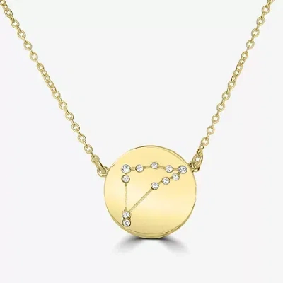 Sparkle Allure Zodiac Coin Womens Crystal 14k Gold Over Brass Round 16 Inch Pendant Necklace In Gray