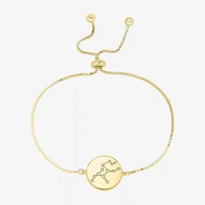 Sparkle Allure Zodiac Coin Womens Crystal 14k Gold Over Brass Round Bolo Bracelet