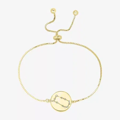 Sparkle Allure Zodiac Coin Womens Crystal 14k Gold Over Brass Round Bolo Bracelet