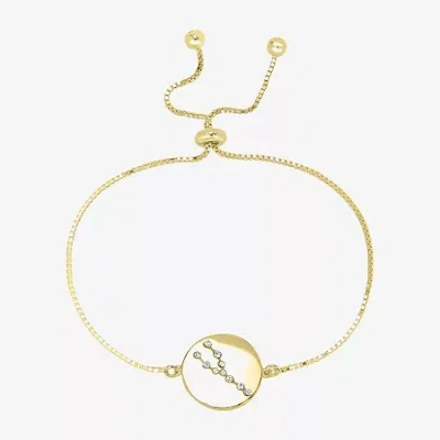 Sparkle Allure Zodiac Coin Womens Crystal 14k Gold Over Brass Round Bolo Bracelet In Brown